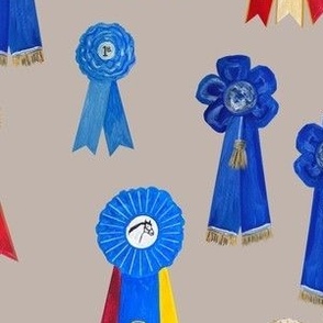 Vintage Horse Show Ribbons on Taupe