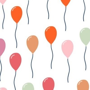 9x9 Colourful party balloons on white