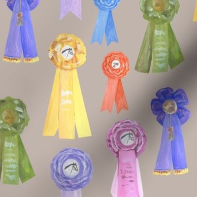 Pastel Vintage Horse Show Ribbons on Taupe