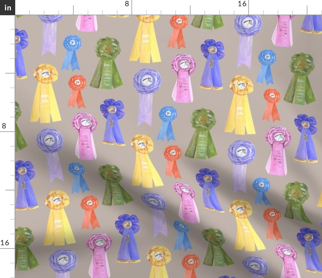 Pastel Vintage Horse Show Ribbons on Taupe