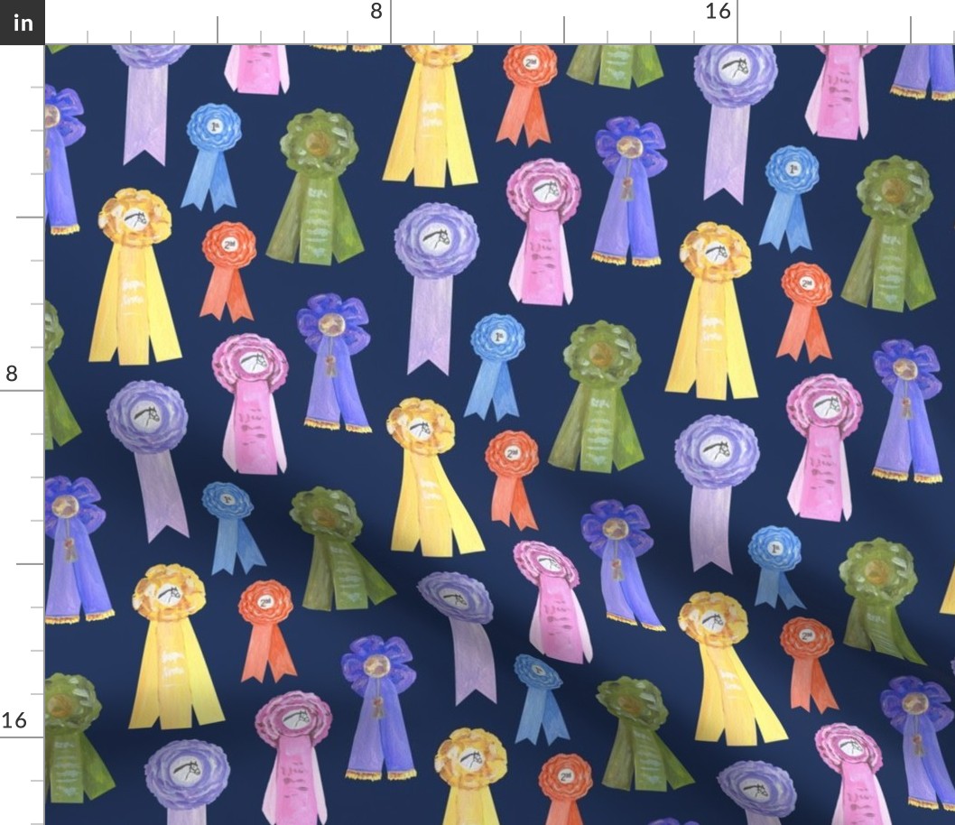 Pastel Vintage Horse Show Ribbons on Navy