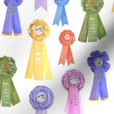 Pastel Vintage Horse Show Ribbons on White