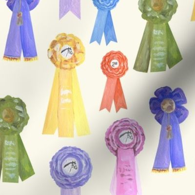 Pastel Vintage Horse Show Ribbons on Cream
