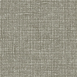 Small // Dark sage olive green and white crosshatch burlap woven texture
