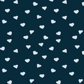 Hearts Hand Drawn - Duotone Ice Blue and Deep Blue Sea - Love Heart Shape - Romance Valentines