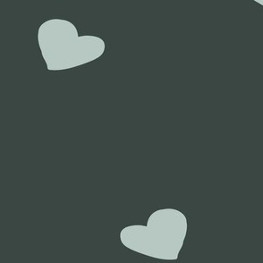 Hearts Hand Drawn - Duotone Snow white on Teal Green - Love Heart Shape - Romance Valentines