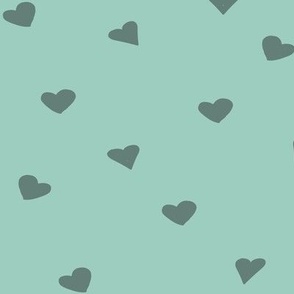 Hearts Hand Drawn - Duotone Teal Green and Gecko Teal - Love Heart Shape - Romance Valentines