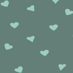 Hearts Hand Drawn - Duo Color Teal- Love Heart Shape - Romance Valentines