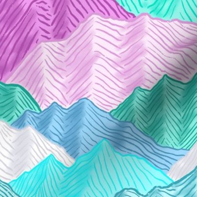 L - Endless Mountains - Turquoise, Blue, Green, Purple