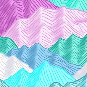 L - Endless Mountains - Turquoise, Blue, Green, Purple