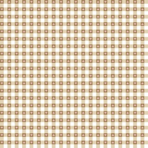 gingham with valentine hearts in brown and white | small