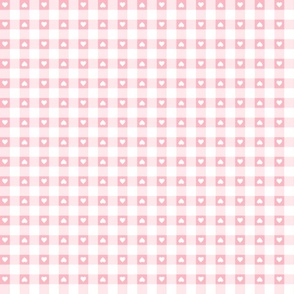 gingham with valentine hearts in baby pink and white | medium