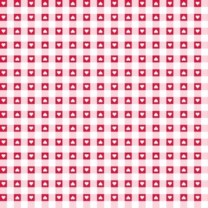 gingham with valentine hearts in red, pink and white | medium