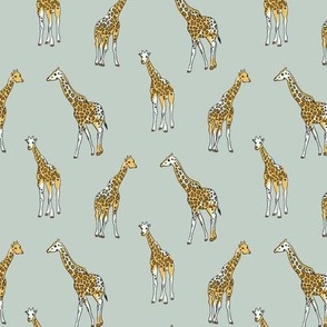Giraffes on blue grey background - small scale