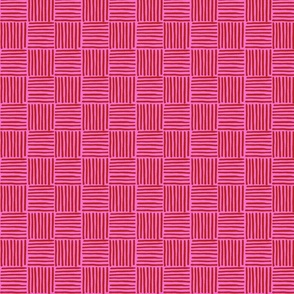 Criss Cross stripes - Red on pink