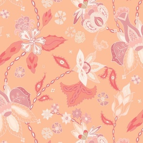 Pantone Color of the Year 2024 Peach Fuzz Indian Floral: Pastel
