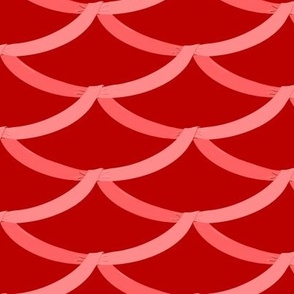 Peach Ballet Ribbon Scallop on red