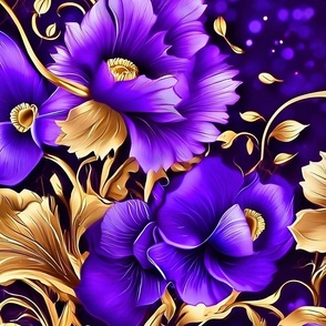 purple flowers and gold