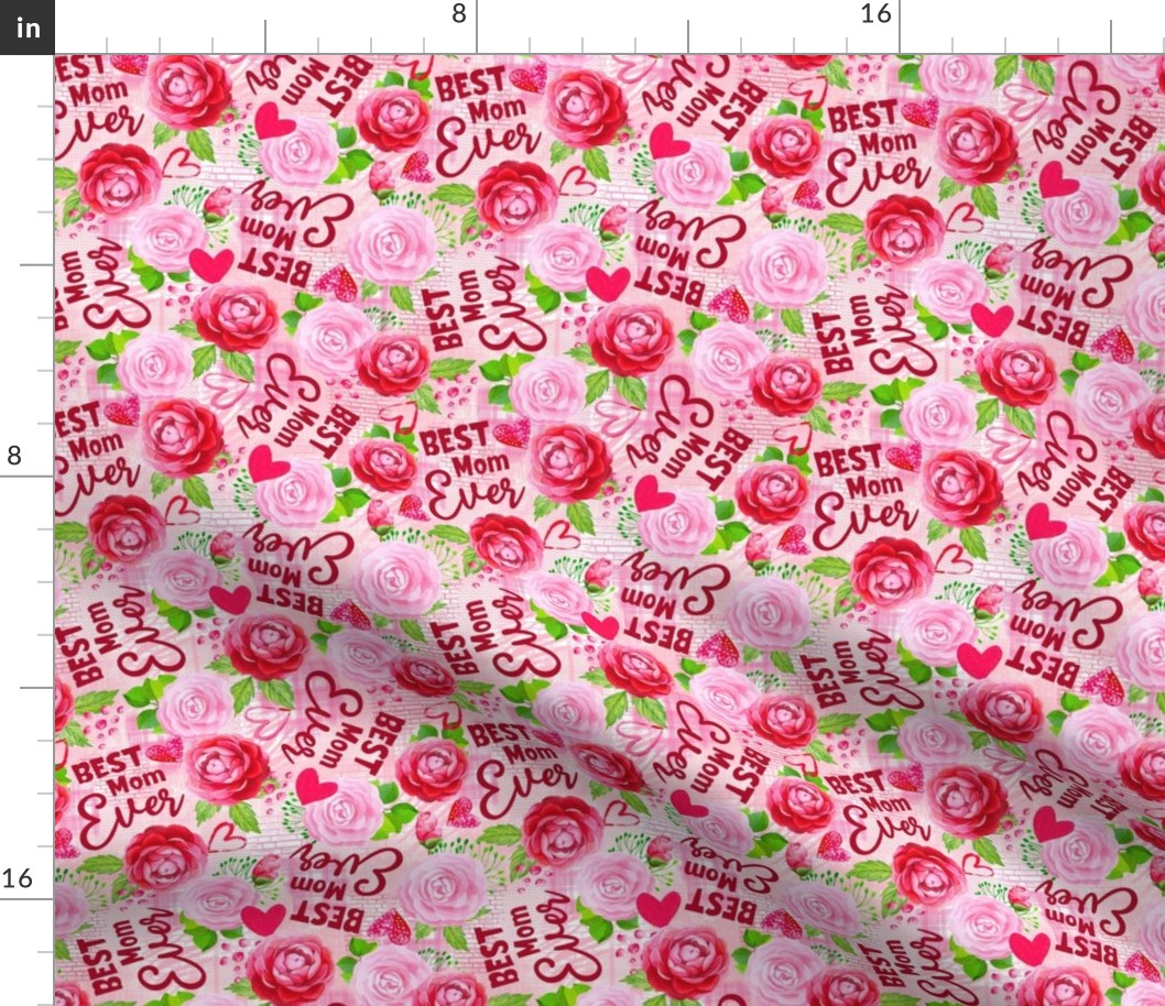 Large Scale Best Mom Ever Mother's Day Red and Pink Floral