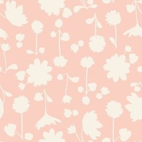 (medium) spring flower silhouettes - off-white on blush pink