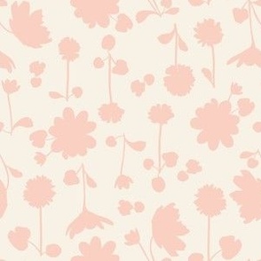 (medium) spring flower silhouettes - blush pink on off-white 