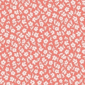 Sweet Blooms / small scale / coral pink floral scattered floral design 