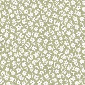 Sweet Blooms / small scale / willow green floral scattered floral design 