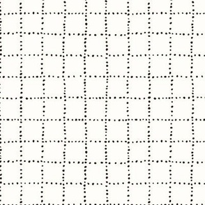 Dotty Grid / small scale / beige charcoal organic geo coordinate checkered grid design with abstract dots