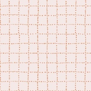 Dotty Grid / small scale / blush orange organic geo coordinate checkered grid design with abstract dots
