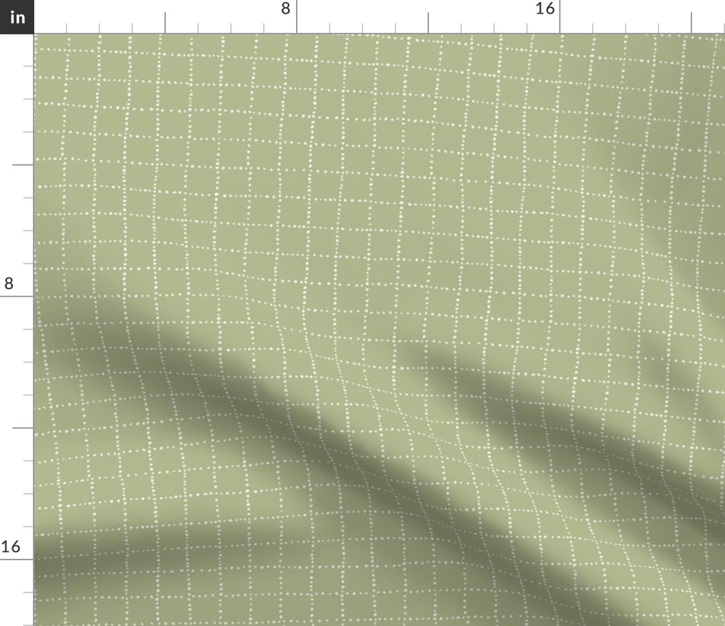 Dotty Grid / small scale / green organic geo coordinate checkered grid design with abstract dots