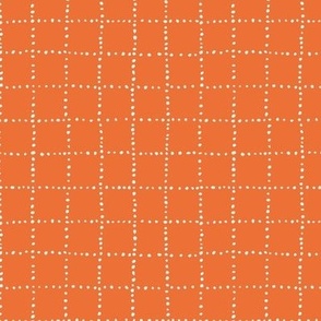 Dotty Grid / small scale / orange red organic geo coordinate checkered grid design with abstract dots