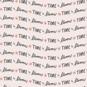 Time To Bloom / small scale / rose charcoal wavy typographic fabric design 