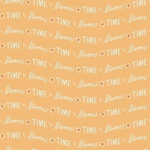 Time To Bloom / small scale / tangerine yellow wavy typographic fabric design 