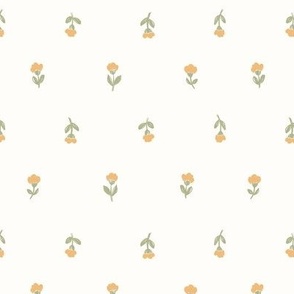 Jessica / small scale / beige yellow sweet playful decorative low density floral design