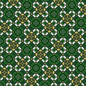 Clover and Gorse Checkerboard X pattern