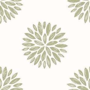 Buds / medium scale / beige willow green abstract dotty botanical organic pattern design