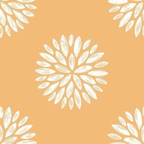 Buds / medium scale / tangerine yellow abstract dotty botanical organic pattern design