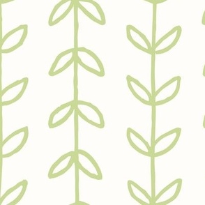 Tendril / medium scale / beige fresh green botanical organic vertical lines design