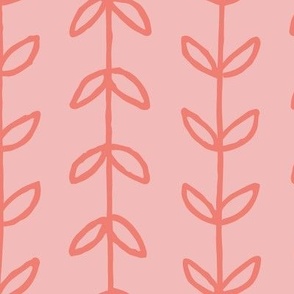 Tendril / medium scale / pink coral botanical organic vertical lines design