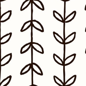 Tendril / medium scale / charcoal boho botanical organic vertical lines design