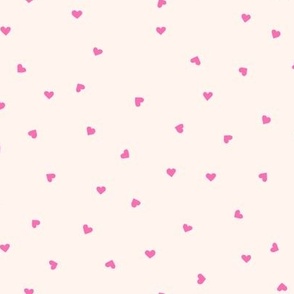 Small hearts in Fuchsia pink on creamy off white  - cute valentines