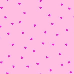 Small Hot pink hearts on pink - cute valentines