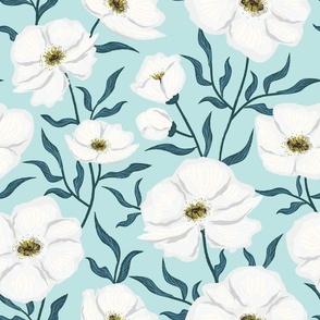 White anemone flowers