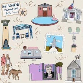 Seaside Florida landmarks in beige