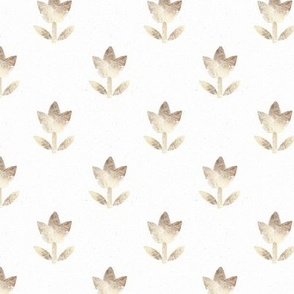 Small gold white tulips / block print / Polka Dot