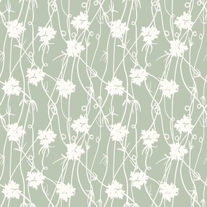 Twisted Buttercup Stripe in Sage Green and Nearly White - part of the 'Sage Green Colour way' from the Buttercup Collection.