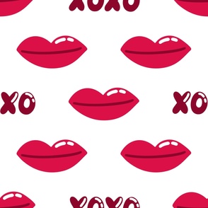 Red love lips seamless pattern illustration