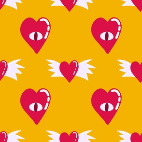 Red love heart seamless pattern illustration