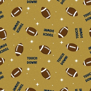 S ✹ American Footballs on Gold with White Stars - Boys Bedroom