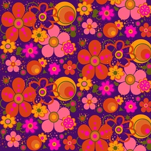 Mod Vintage Daisy In Purple and Pink